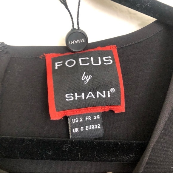 NEW Focus by Shani Aponte Fit and Flare Laser Cut Dress Black/Nude 2 - Picture 4 of 5